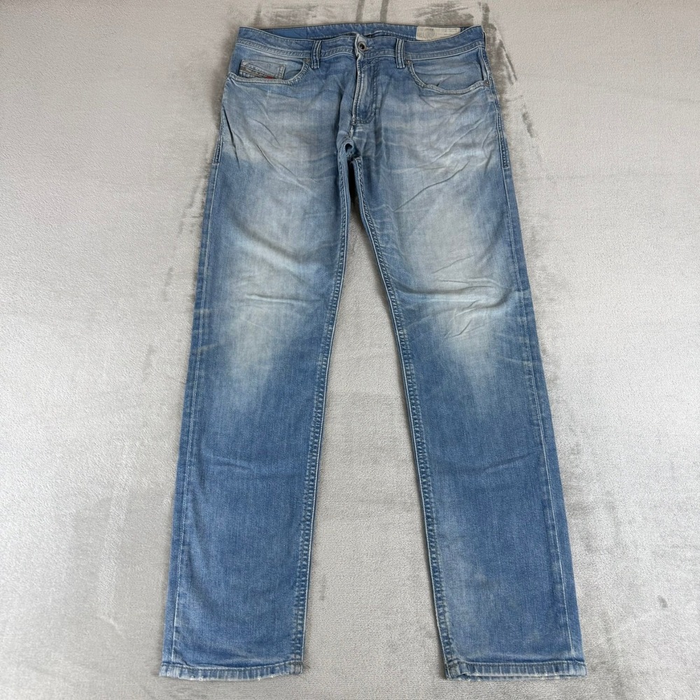 Diesel Thommer Slim Skinny Jeans Mens 33x32 Blue Denim Distressed Stretch
